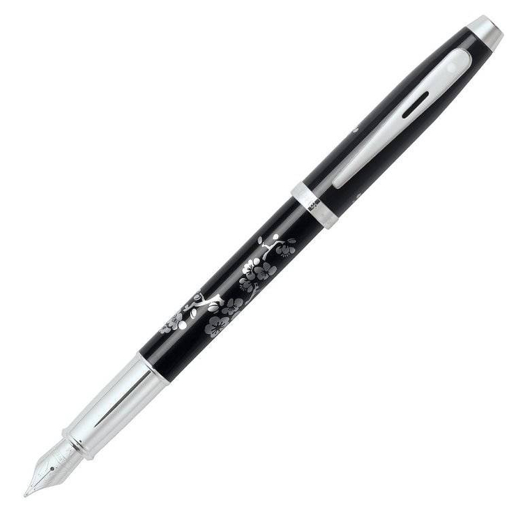9299 Pióro wieczne Sheaffer kolekcja 100, czarne, wzór, wykończenia chromowane
