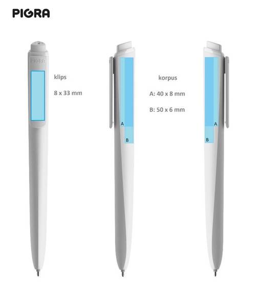 Długopis PIGRA P02, ciemnoniebieski z białym klipsem