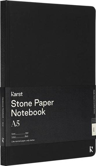 Notes A5 Karst® w twardej oprawie z papieru z kamienia – w kratkę